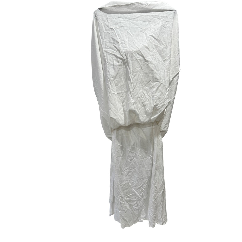 Princess Polly White Smocked Strapless Midi Dress Cotton Linen Blend Size 4 - Picture 6 of 8